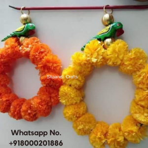 Decorative red and greenery artificial marigold flower Round garlands for wedding backdrop hanging flowers decoration