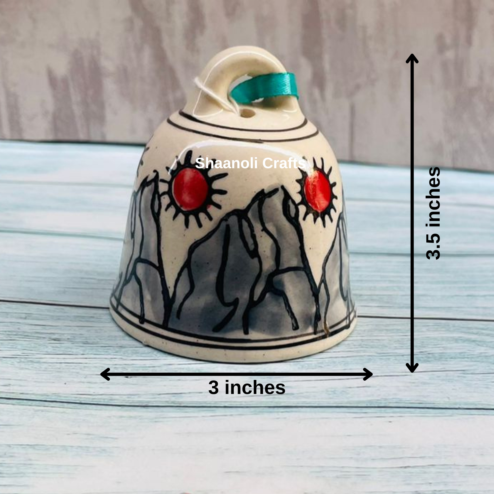 Handcrafted Blue Pottery Hanging Bell For Decoration Garden Decor Entrance Decor Lucky Bell for Wholesale