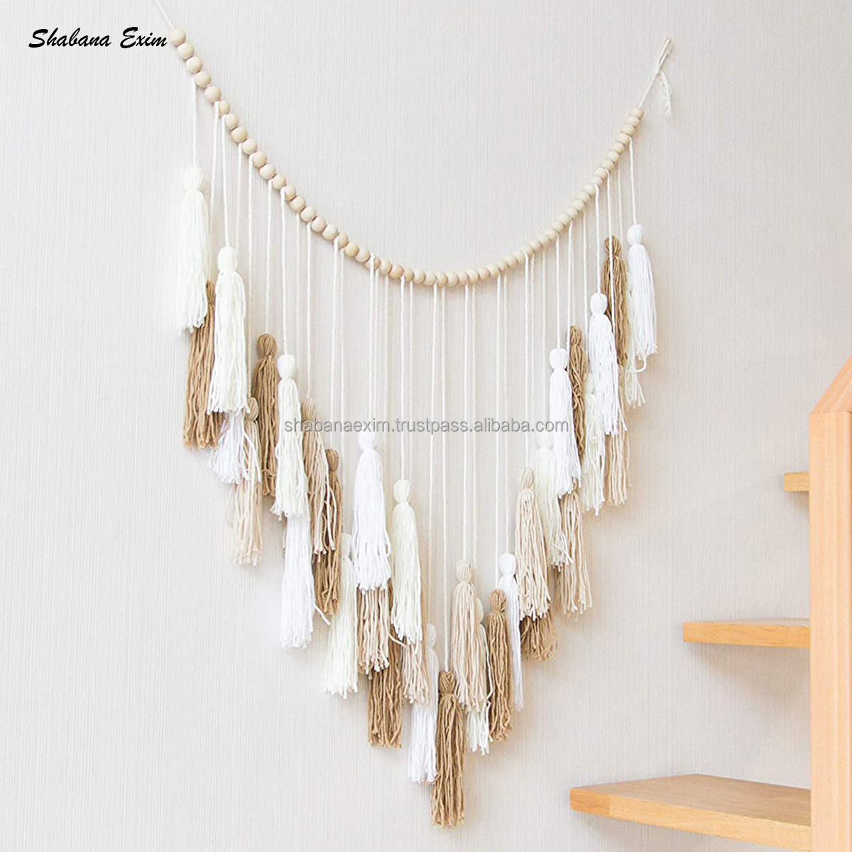 Cute Classroom Nursery Party Kids Tassel Garland Boho Bedroom Wall Hanging Birthday Baby Shower Decor Wood Bead Garland