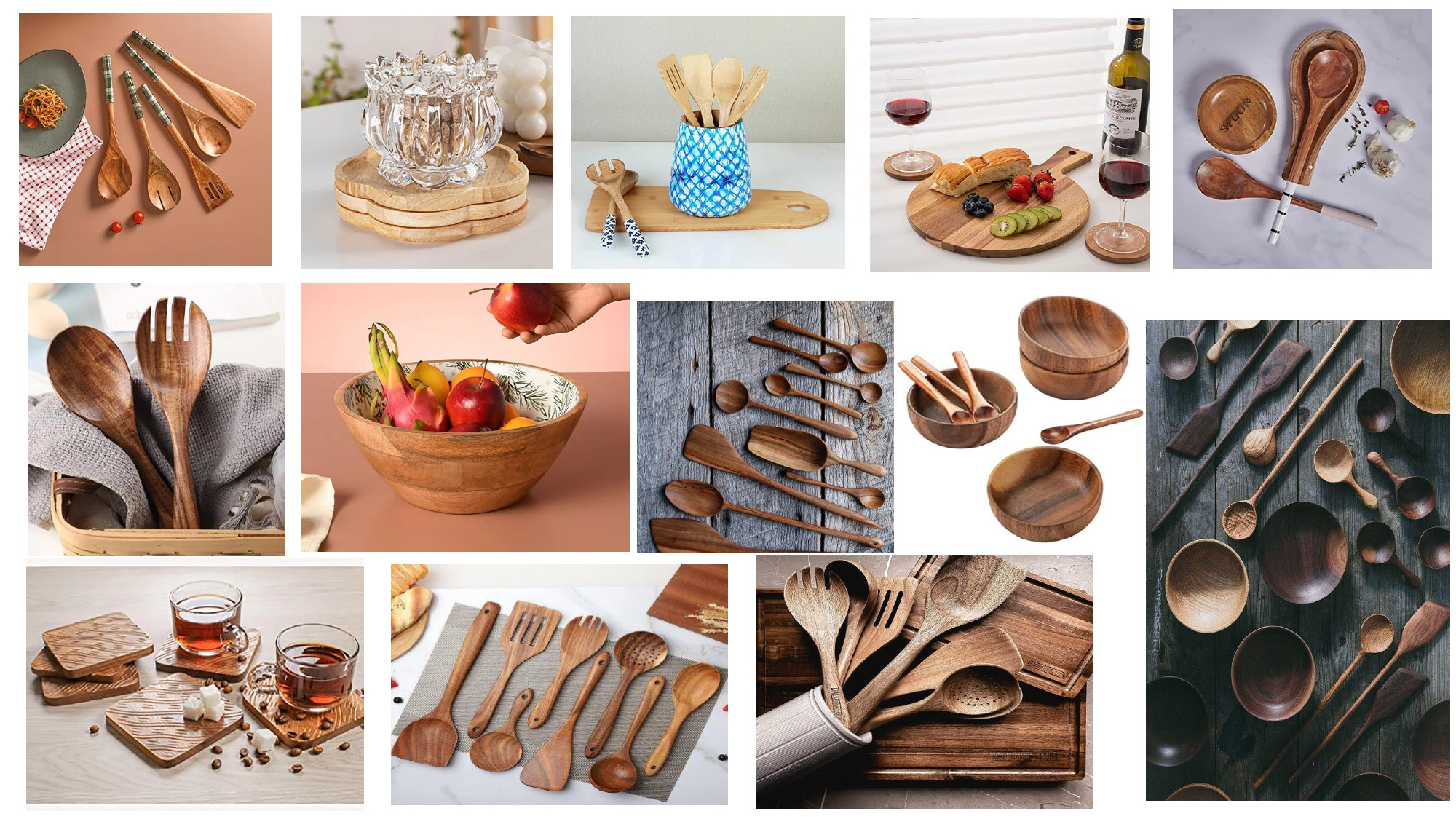 Utensils Holder Hot Selling Rustic Kitchen Utensil Holder Solid Natural Wood Spoon Holder Wooden Cutlery Eco-friendly