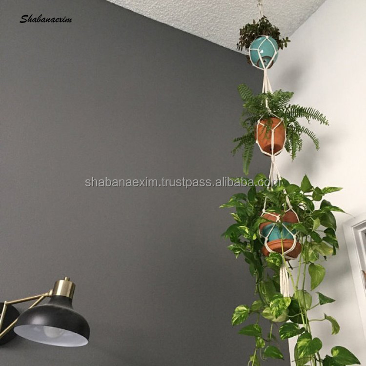 Handmade Hanging Planter Macrame Plant Hanger Outdoor Indoor Wall Mount Flower Pot Holder