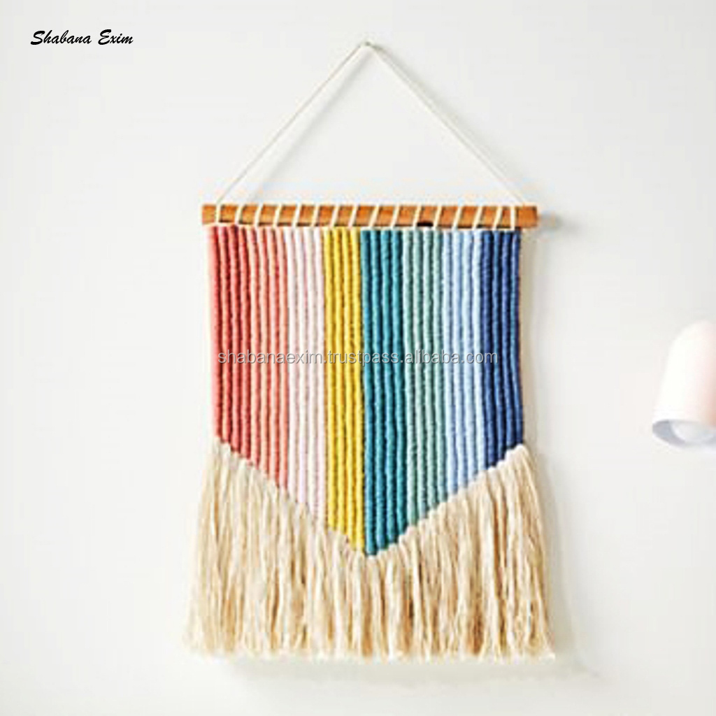 Rainbow Decoration Boho Macrame Rainbow wall hanging Woven Wall Tapestry  with Natural Long Tassel Decor for Nursery Kids Room