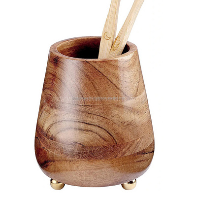 Utensils Holder Hot Selling Rustic Kitchen Utensil Holder Solid Natural Wood Spoon Holder Wooden Cutlery Eco-friendly