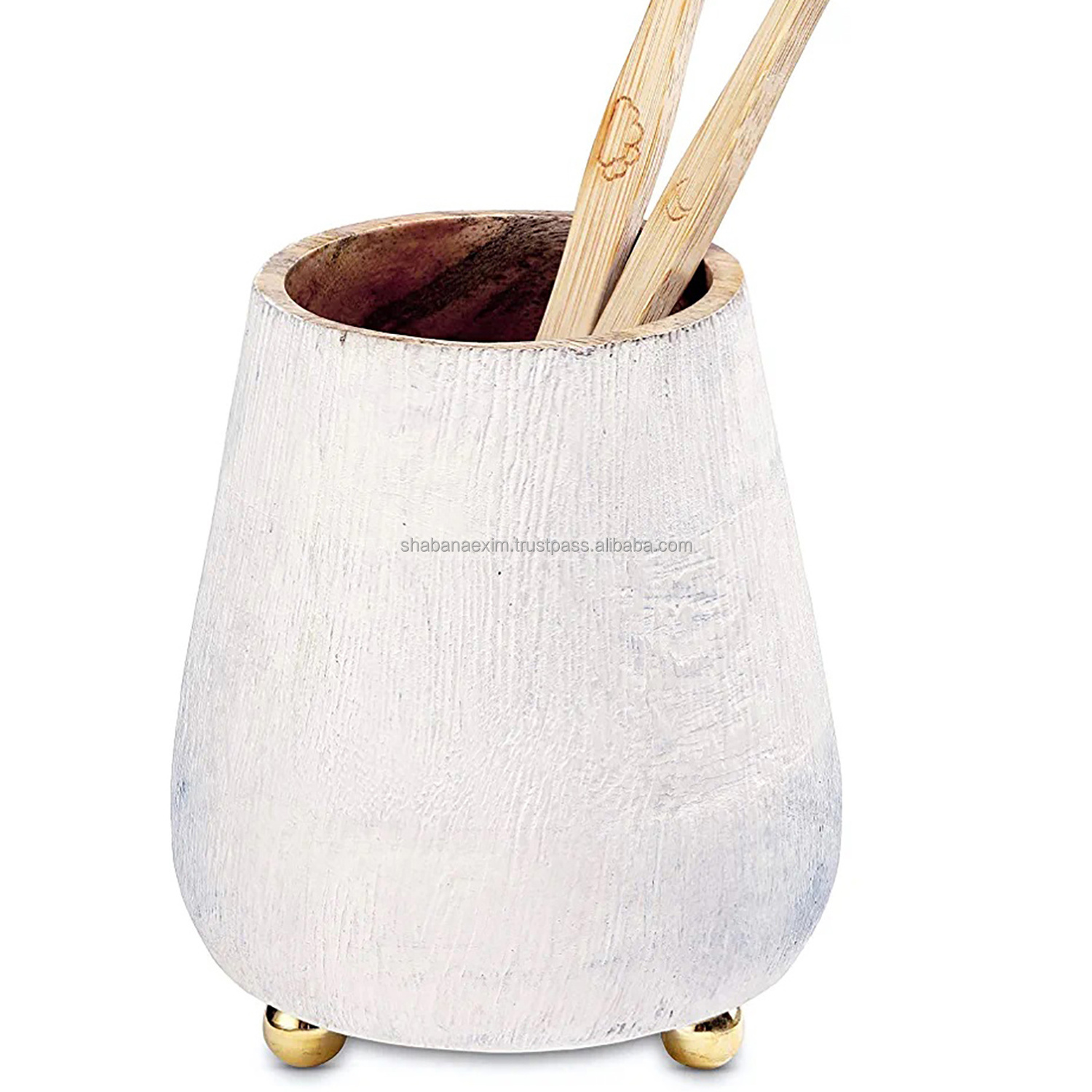 Utensils Holder Hot Selling Rustic Kitchen Utensil Holder Solid Natural Wood Spoon Holder Wooden Cutlery Eco-friendly