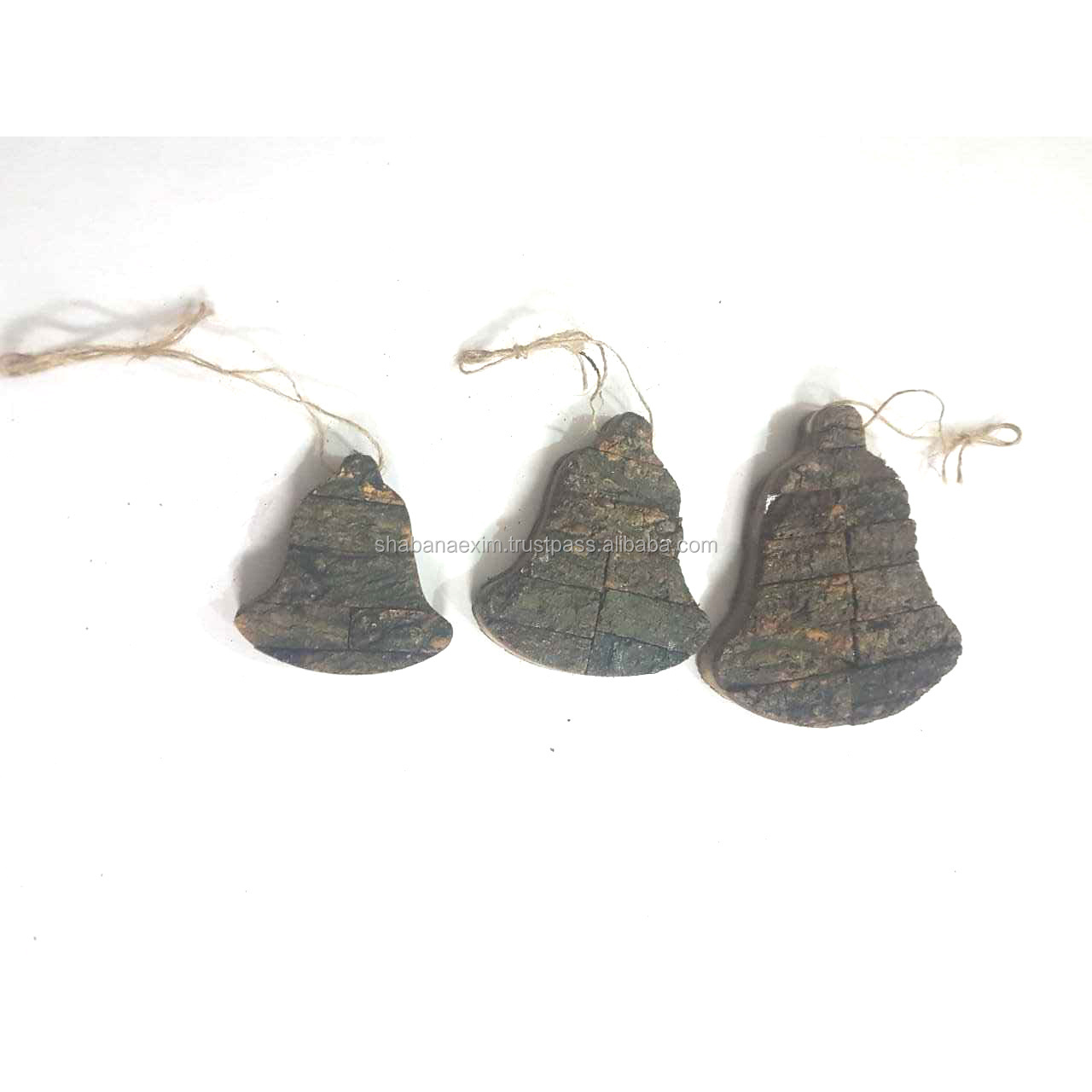 Christmas Decoration India Mango Wood Bell Shaped Christmas Tree Ornaments Wood Craft Hanging Ornaments Wholesale