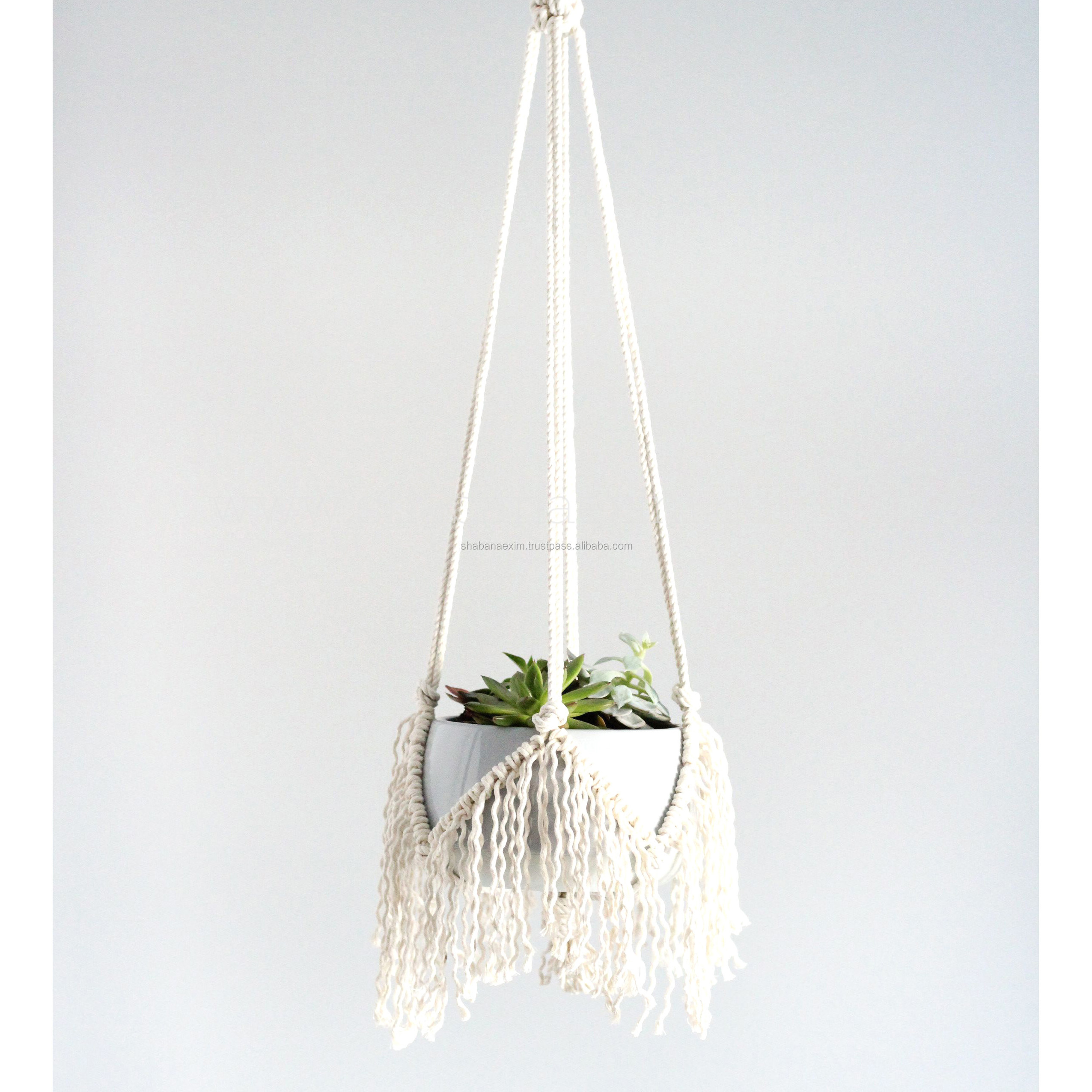 Natural Jute Macrame Pot Hanger Handmade Indoor Wall Hanging Planter Plant Holder Home Decor