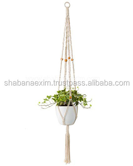 Natural Jute Macrame Pot Hanger Handmade Indoor Wall Hanging Planter Plant Holder Home Decor