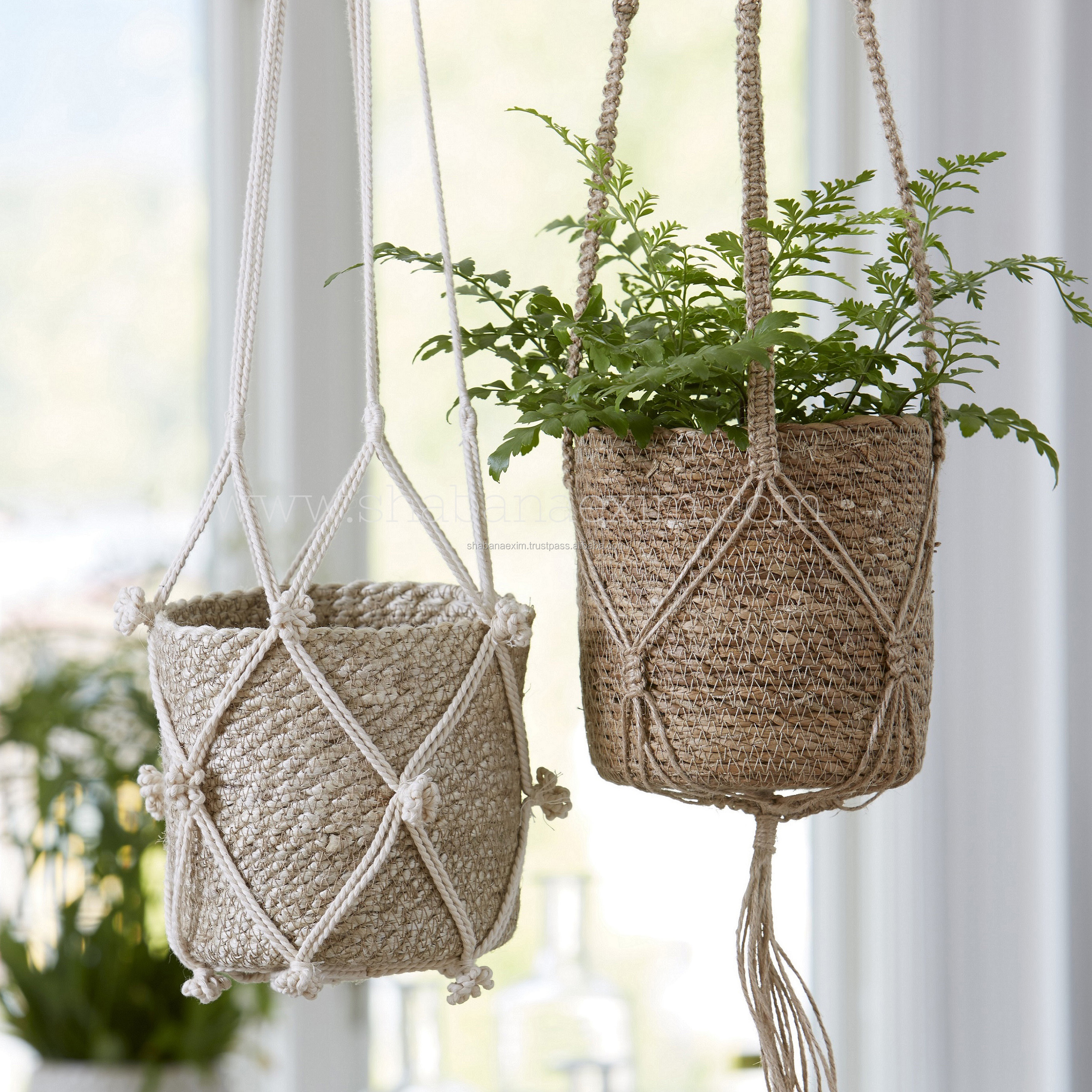 Natural Jute Macrame Pot Hanger Handmade Indoor Wall Hanging Planter Plant Holder Home Decor