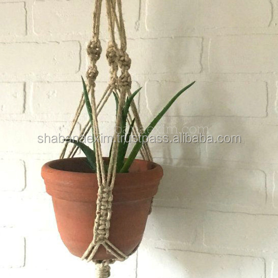 Natural Jute Macrame Pot Hanger Handmade Indoor Wall Hanging Planter Plant Holder Home Decor