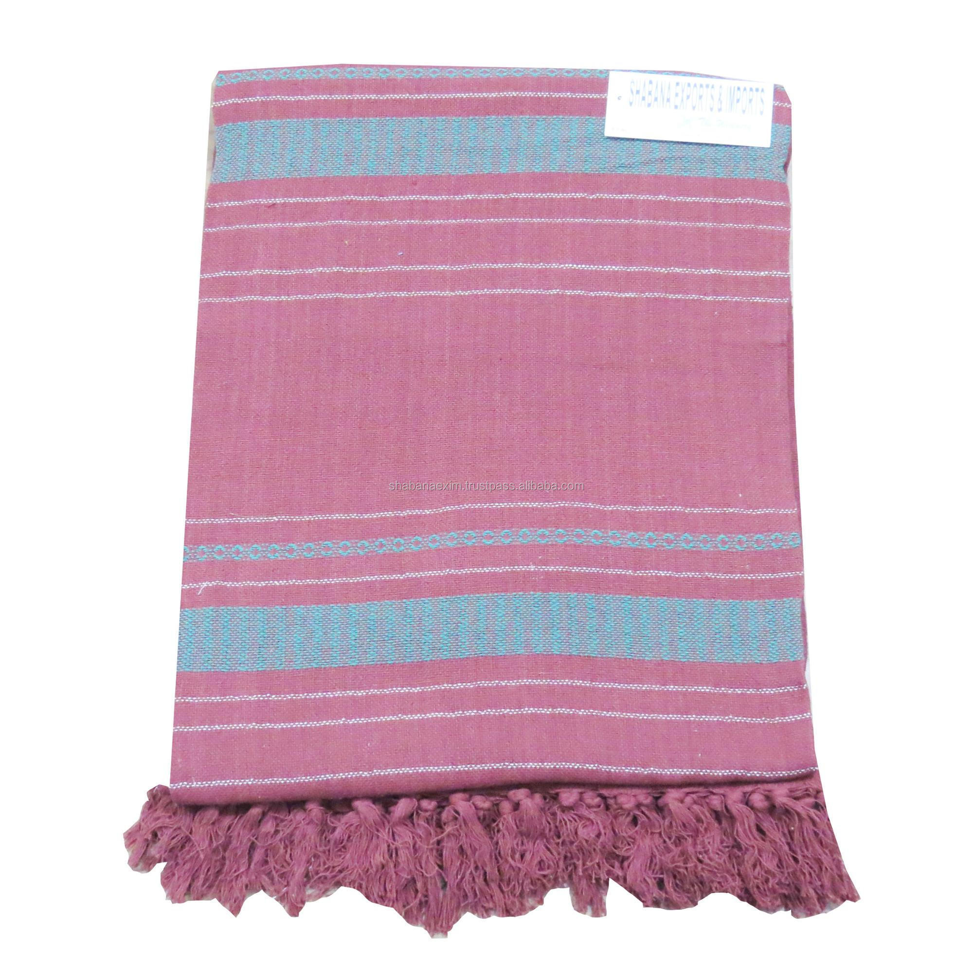 100% Cotton Slub throws Handloom khadi Sofa Throw blankets from India