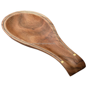 Mango Wood Spoon Rest Wooden Spoon Holder Kitchen Accessories Laddle Rest Kitchen Utensils Wood Cutlery from India