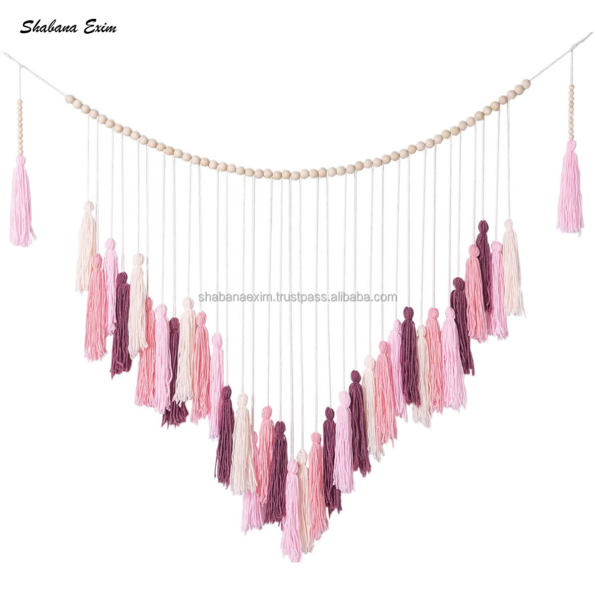 Cute Classroom Nursery Party Kids Tassel Garland Boho Bedroom Wall Hanging Birthday Baby Shower Decor Wood Bead Garland