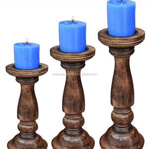 Wood Candle Holder for Christmas Farmhouse Decor Handmade Dining Table Kitchen Wooden Candle Holder Pillar