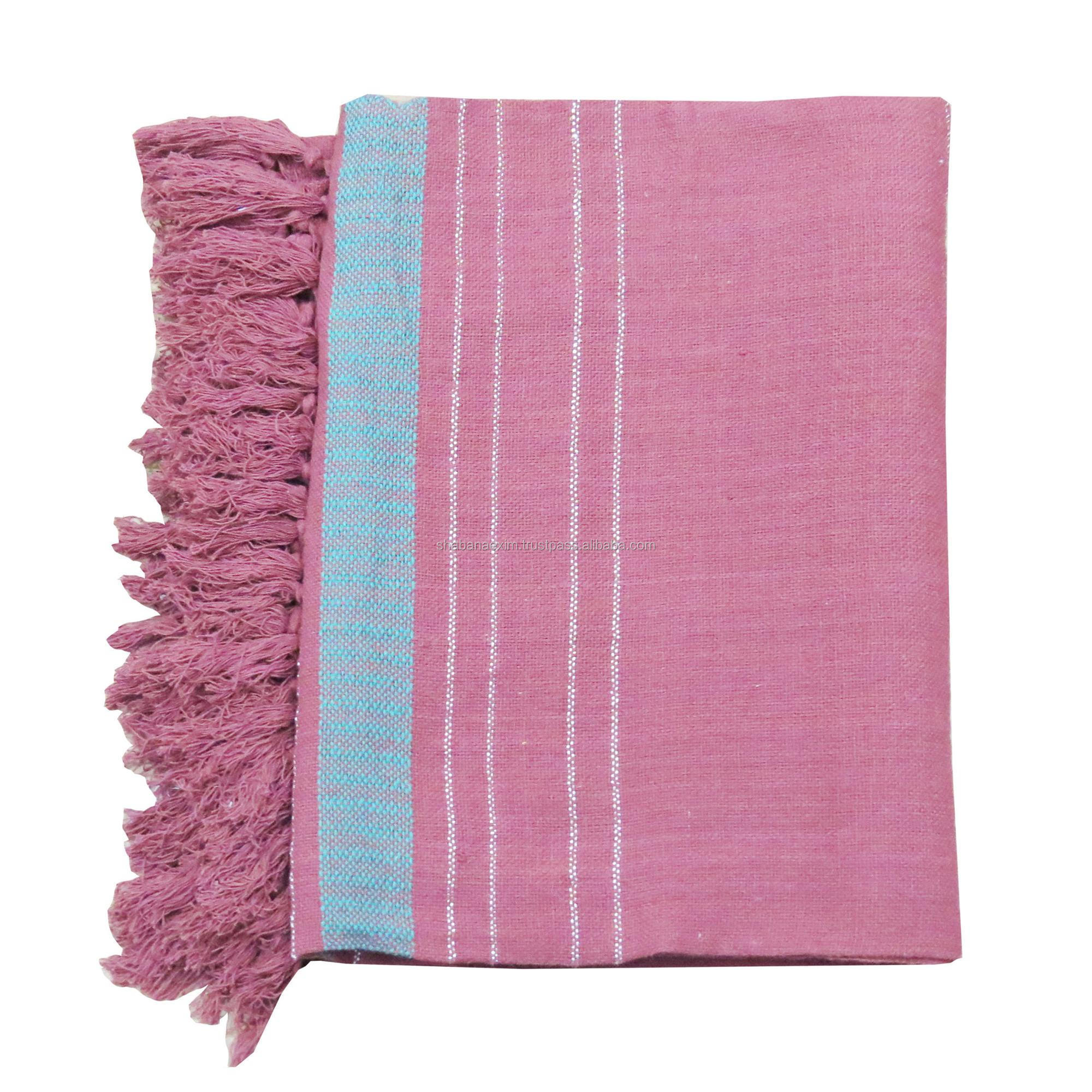 100% Cotton Slub throws Handloom khadi Sofa Throw blankets from India