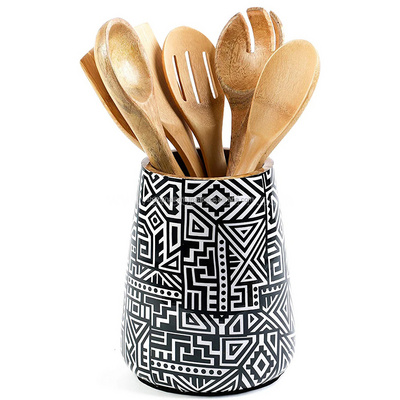 Premium Quality Eco-friendly Kitchen Utensils Holder Wooden Cutlery Holder Wooden Spoon Holder Mango Wood Utensils Organizer