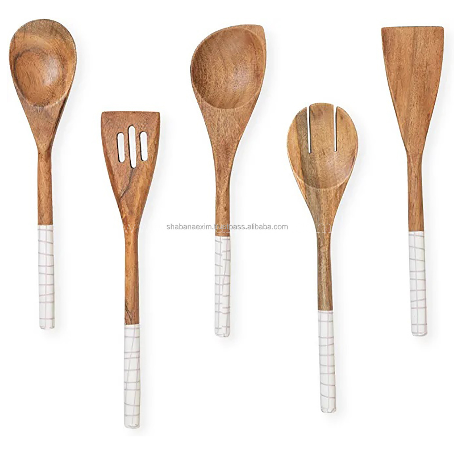 Natural Wood Kitchen Utensils Cooking Spoons Wooden Utensils Spatula Reusable Handmade Natural Wood Flatware Set