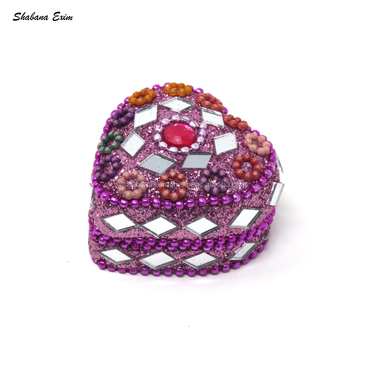 Wholesale Handcrafted Indian Trinket Box Round Glitter Home Usage Small Storage Jewelry Box Wedding Favour Box