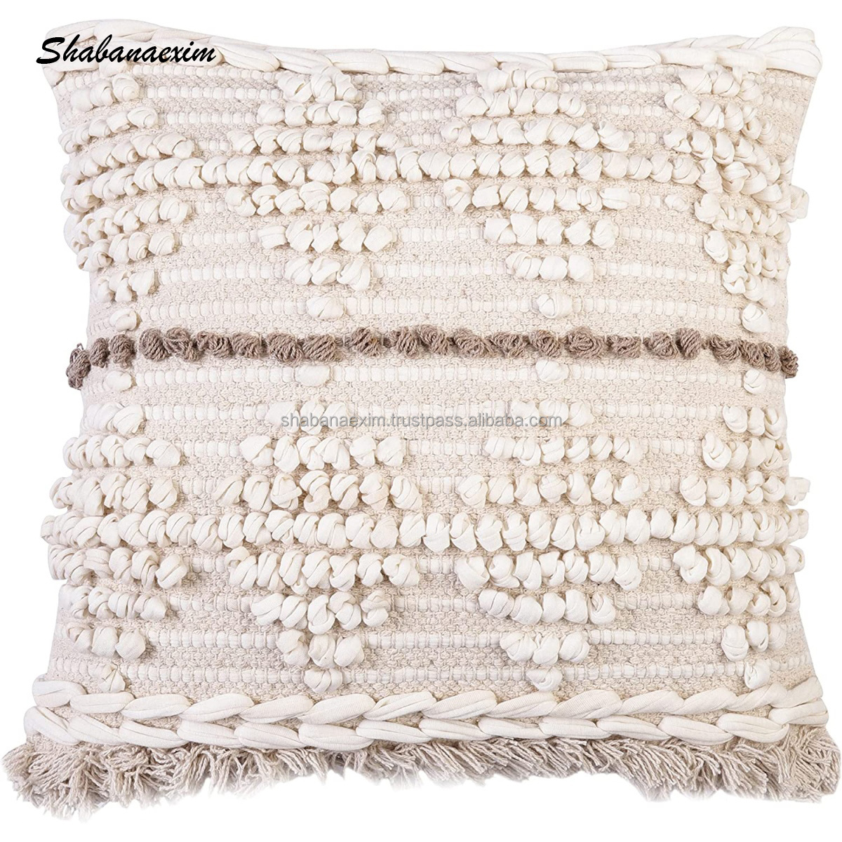 Cotton Moroccan Floor Cushions with Tassel Sofa Pillow Cover for Famhouse Bohemian Home Decoration Cushion Cover for Sale