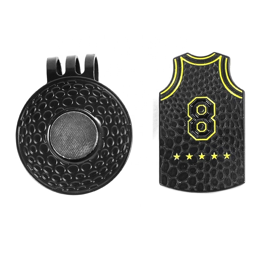 golf accessories Wholesale Colour Coin Custom Logo Magnetic Hat Clip Basketball star jersey Enamel Metal Golf Ball Marker