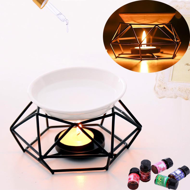 Geometric Fragrance Essential Oil Burner Incense Aroma Diffuser Warmer Spa Living Room Decor Aromatherapy Durable Fragrance