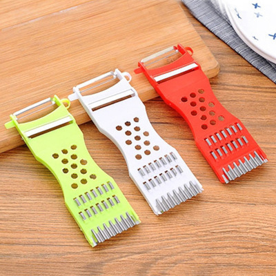 Plastic Kitchen Tools Blade Fruit Vegetable Potato Apple Slicer Peeler Grips Serrated Peeler