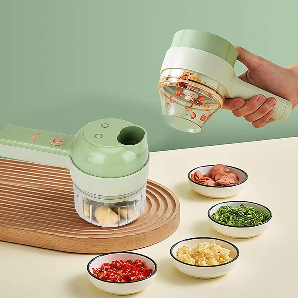 4 in 1 Handheld Electric Vegetable Chopper Multifunctional Vegetable Cutter Food Chopper