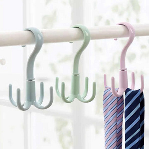 Creative 360 Rotation Hanger Plastic Hook Belt Tie Scarf Closet Organizer Hanging Hooks