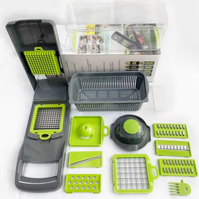 Cheese Grater Vegetable Cutter Slicer Dicer Cutter Onion Vegetable Chopper With Container And Blades