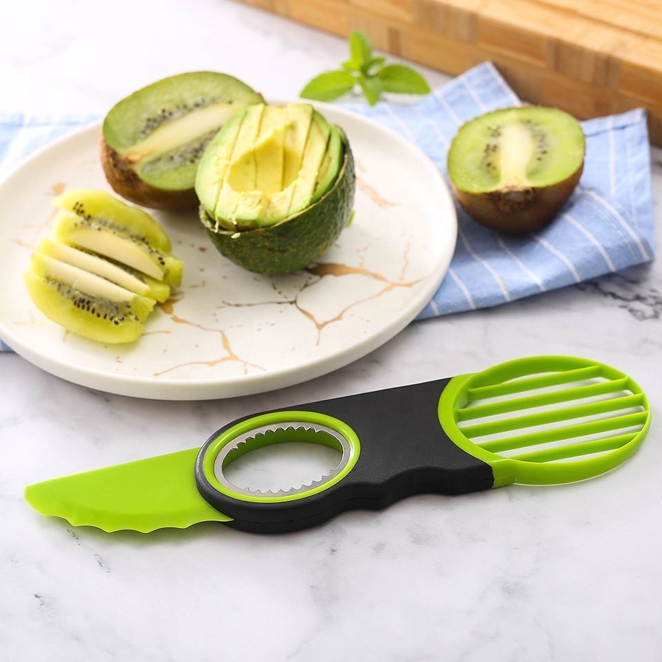 Kitchen Gadget Multifunctional Fruit Avocado Cutter 3 In 1 Avocado Slicer