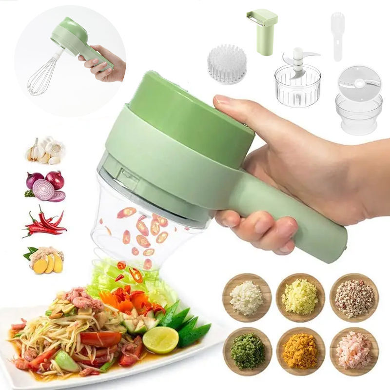 Electric Vegetable Cutter Set Portable 4 In 1 Kitchen Food Chopper