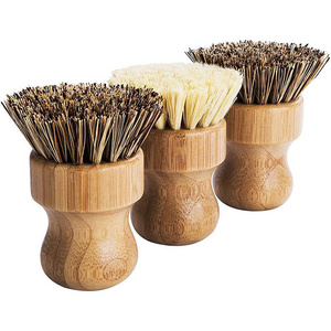 Palm Pot Brush Bamboo Dish Brush Natural Scrub Durable Cleaning Pot Brush Kit