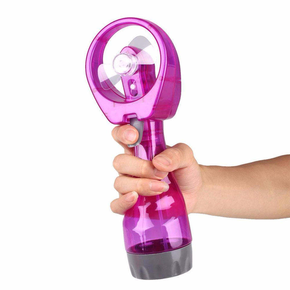 Portable mini handheld fan plastic water bottle cool mist spray fan