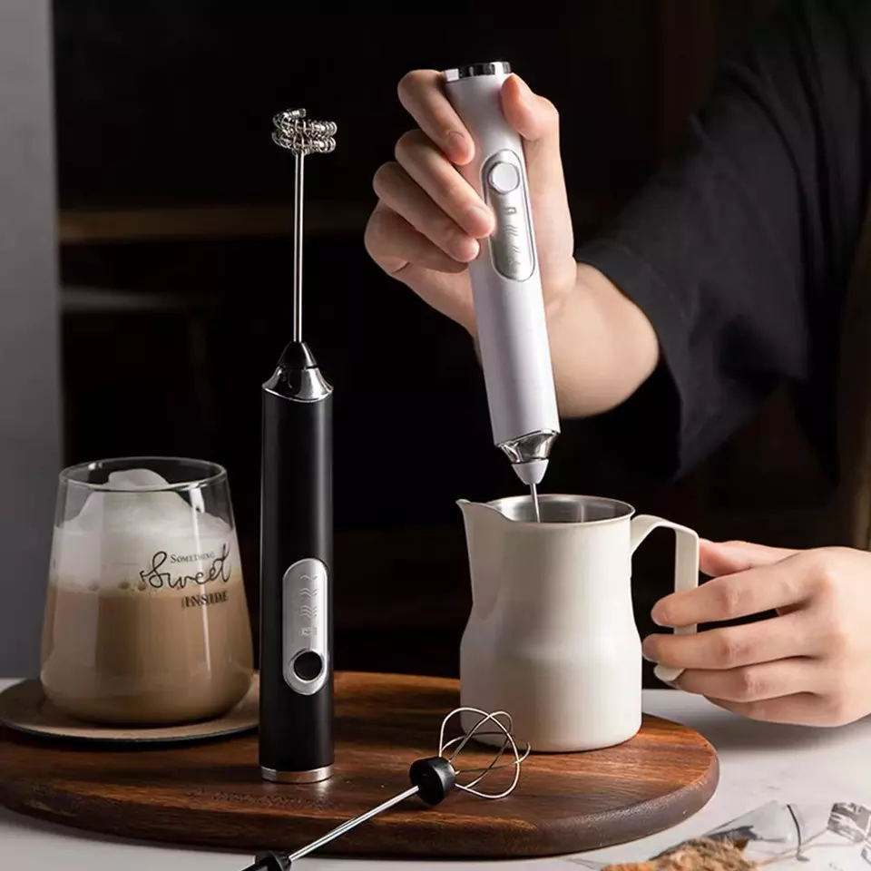 Handheld Milk Frother USB Rechargeable Coffee Foam Maker Manual Electric Milk Frother