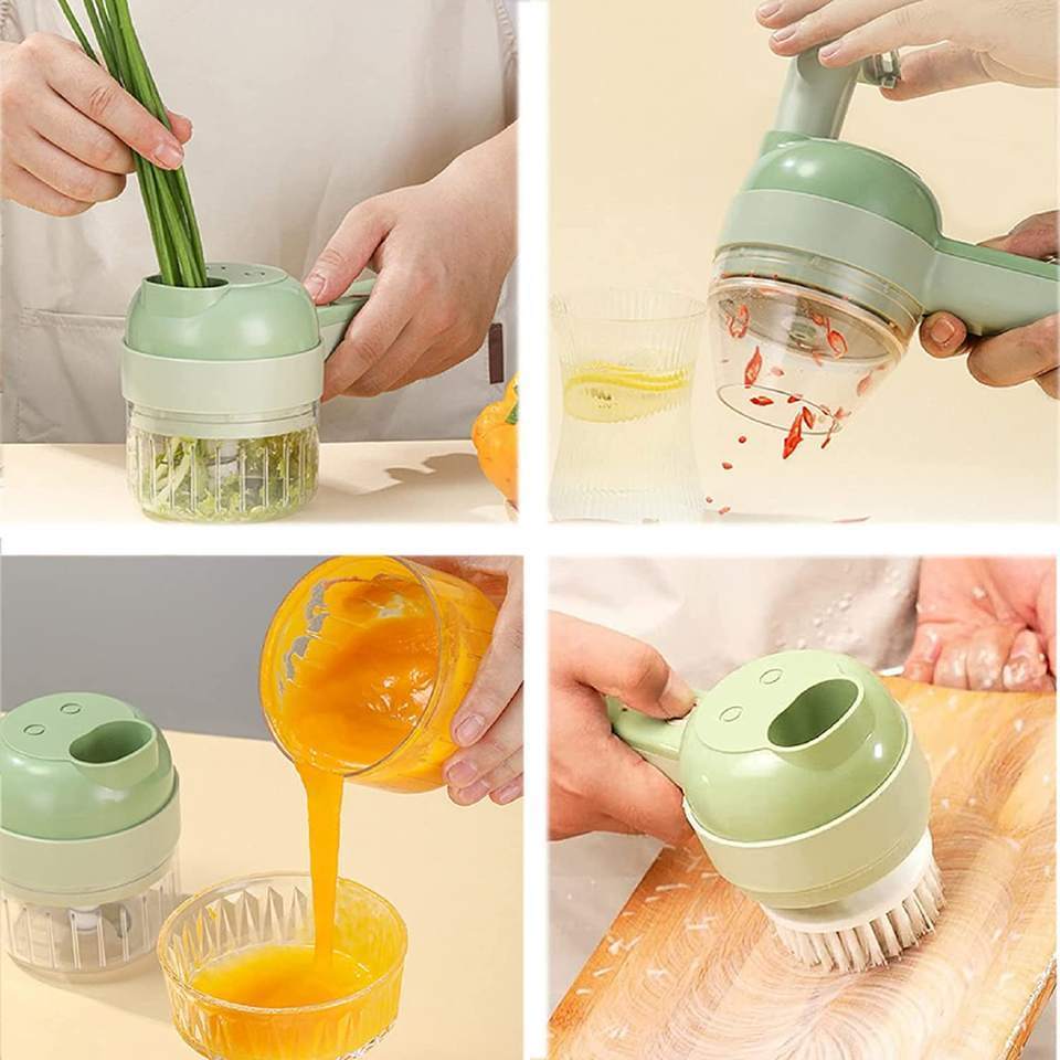 4 in 1 Handheld Electric Vegetable Chopper Slicer Wireless Food Choppers Garlic Vegetable Cutter