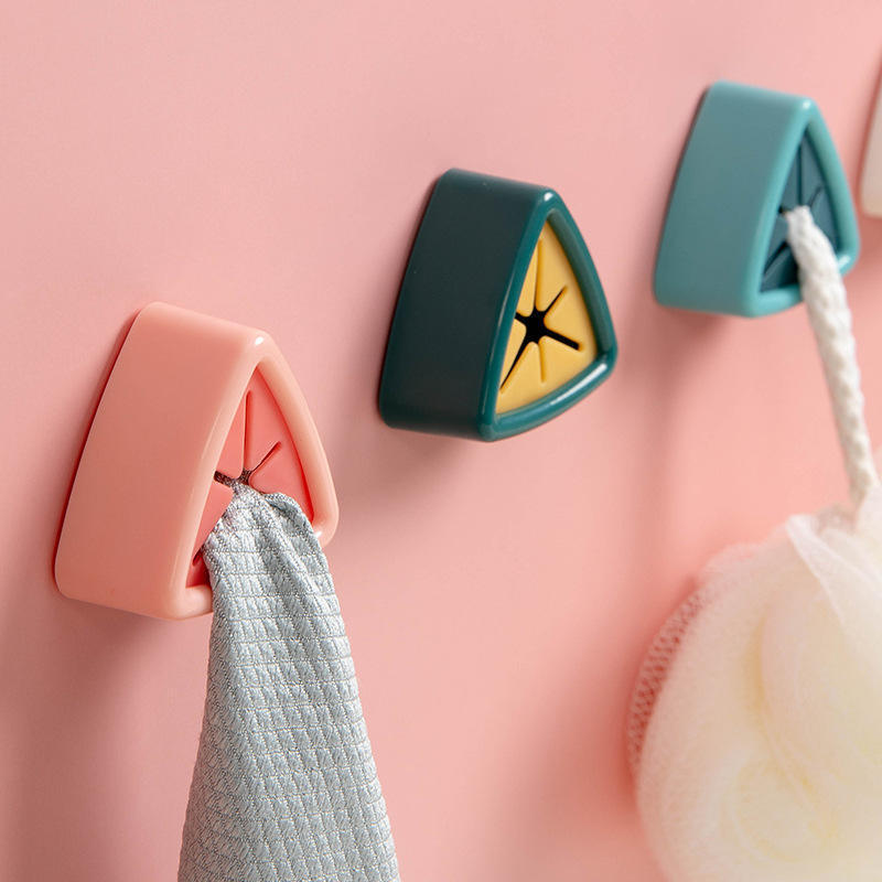 Kitchen Towel Holders Self Adhesive Creative Triangle Towel Stopper Rag Clip Rack Hanger Wall Mount Hand Towel Hook