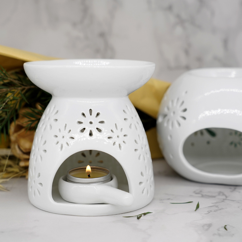 Porcelain Tea Light Essential Oils Ceramic Scented Candle Melts Warmer Wax Incense Burners