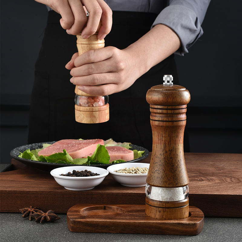 Adjustable Wooden Mill Hand Spice Grinders Salt and Pepper Grinder