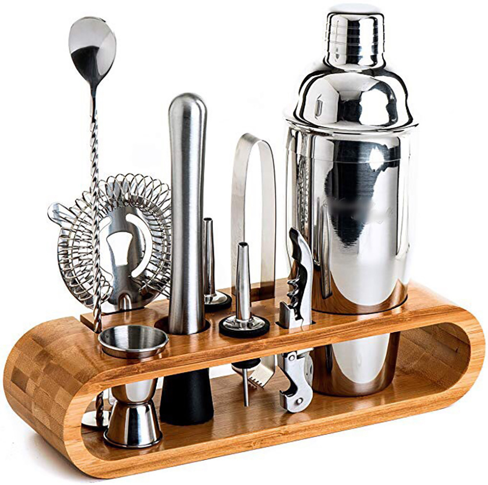 Barware Bartender Kit 800ml Stainless Steel Boston Cocktail Shaker Bar Set With Stand