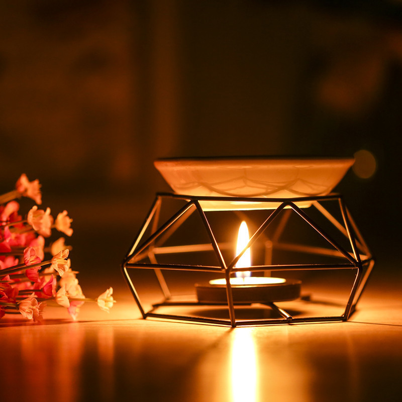 Geometric Fragrance Essential Oil Burner Incense Aroma Diffuser Warmer Spa Living Room Decor Aromatherapy Durable Fragrance