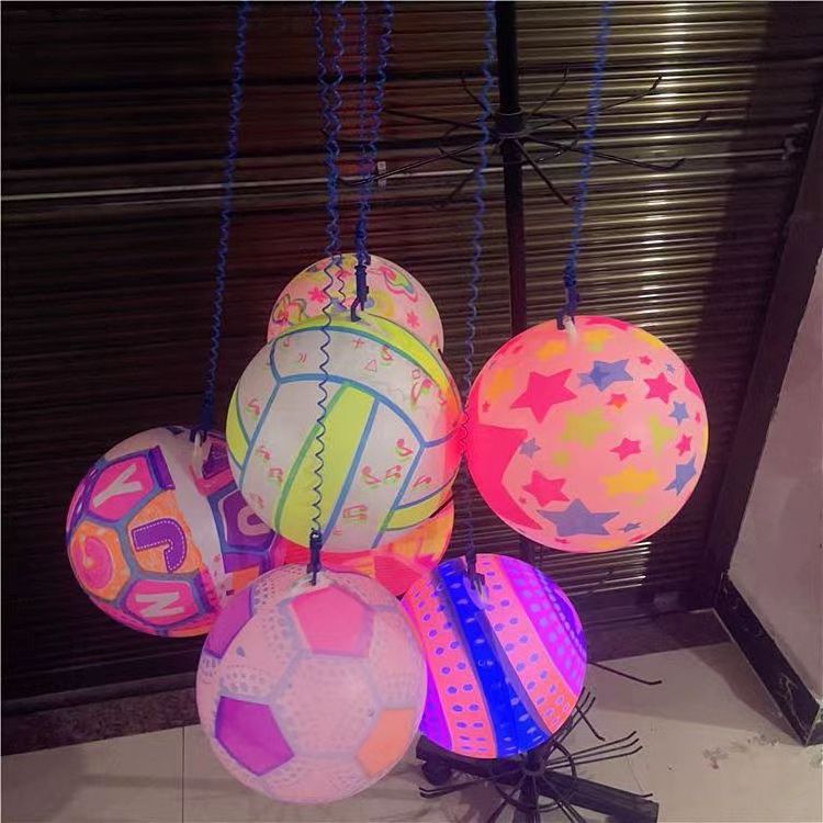 Hot Selling Luminous Chain Racket Ball Flash Football Rope Fitness Ball Inflatable Elastic Toy Led Light Ball