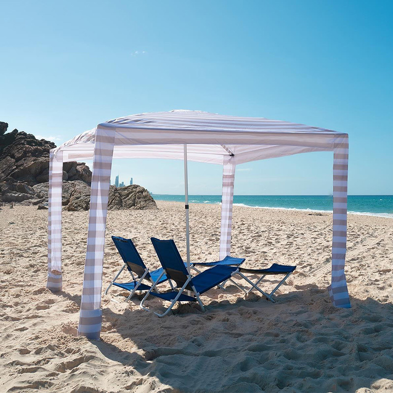 Custom Printing 4 Legs 6ft Outdoor Portable Beach Cabana Tents Windproof Square Sun Shelter Cool Cabana Beach Umbrella