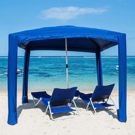 Custom Printing 4 Legs 6ft Outdoor Portable Beach Cabana Tents Windproof Square Sun Shelter Cool Cabana Beach Umbrella