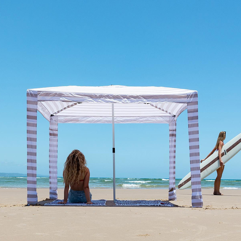 Custom Printing 4 Legs 6ft Outdoor Portable Beach Cabana Tents Windproof Square Sun Shelter Cool Cabana Beach Umbrella