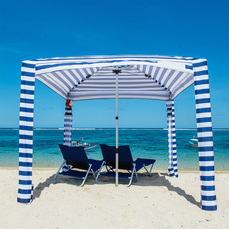 Custom Printing 4 Legs 6ft Outdoor Portable Beach Cabana Tents Windproof Square Sun Shelter Cool Cabana Beach Umbrella