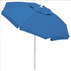 Custom Logo Blue 200cm Large 8 Ribs Portable Foldable Tilt Outdoor Windproof Sun Shade Parasols Beach Umbrella With Carrying Bag