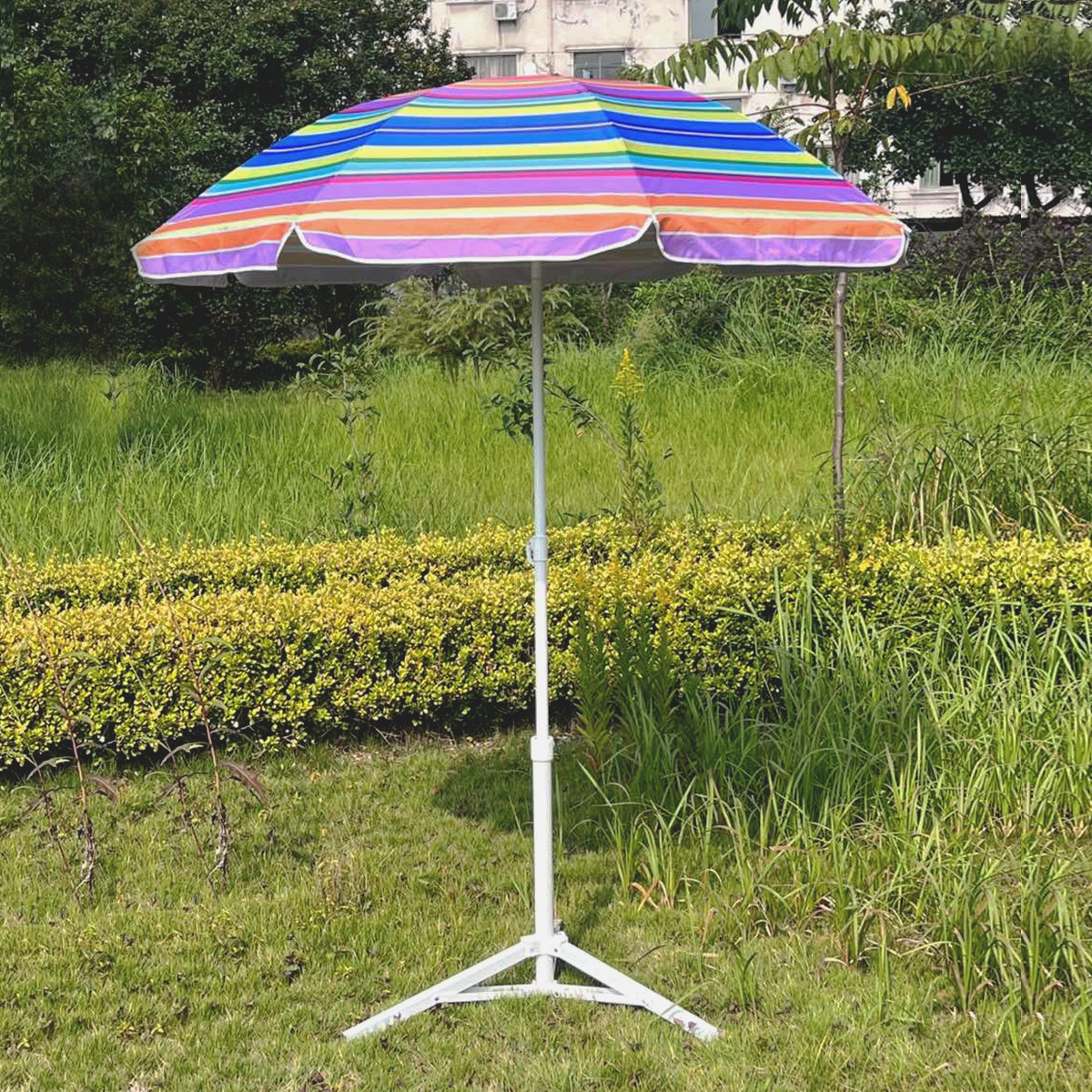 Customized Pink Stripe 1.8m 8 Steel Ribs 210D Oxford Fabric UV Protection Sea Beach Sun Umbrellas For Outdoor Travel Garden