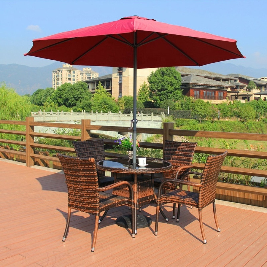 Table Market Umbrella Outdoor Setting Backyard Furniture Patio Automatic Electric Parasol With base