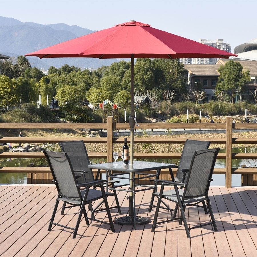 Table Market Umbrella Outdoor Setting Backyard Furniture Patio Automatic Electric Parasol With base