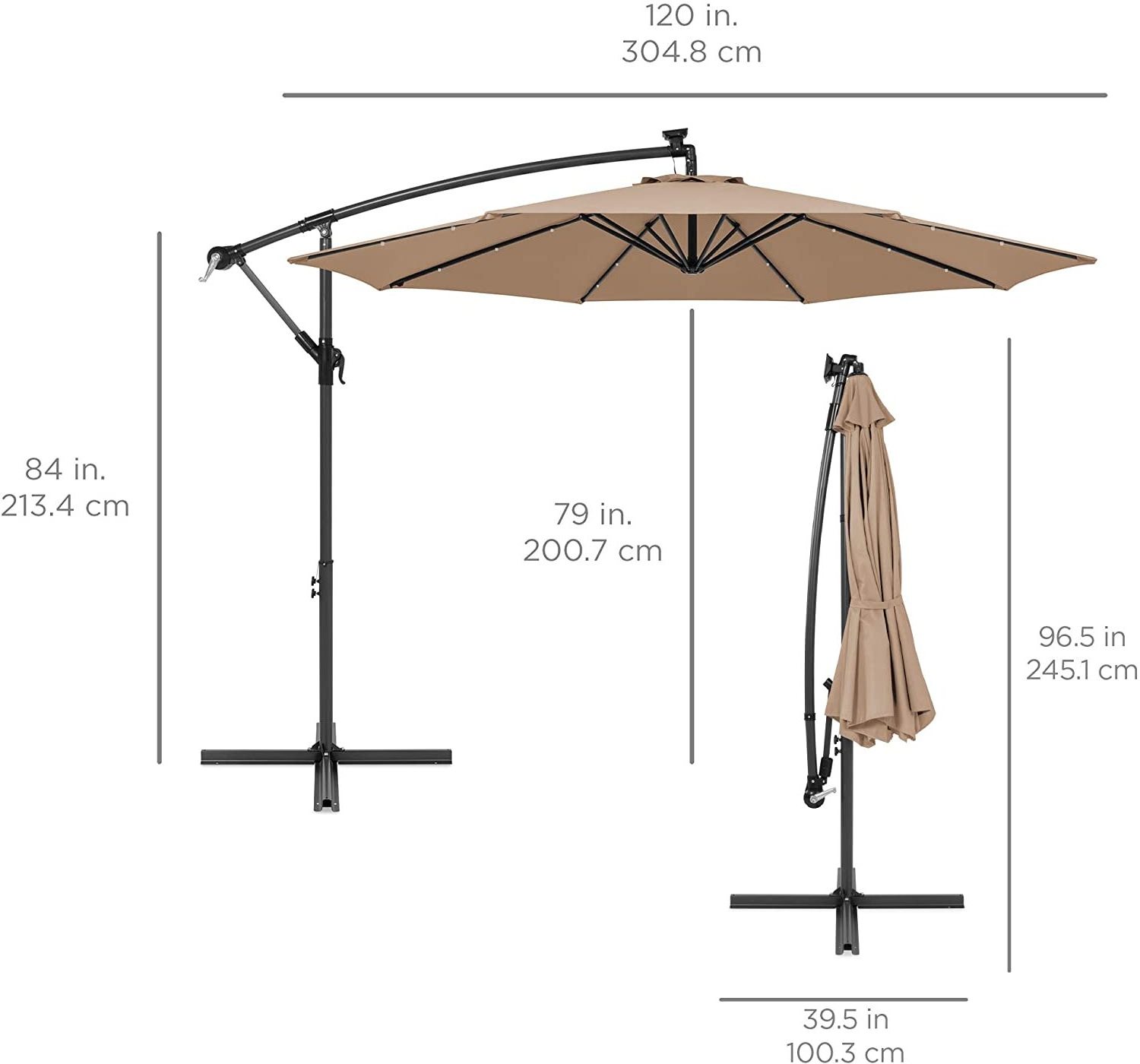 outdoor patio 10ft Solar POWERED LED Offset Hanging Market Patio Umbrella for Backyard