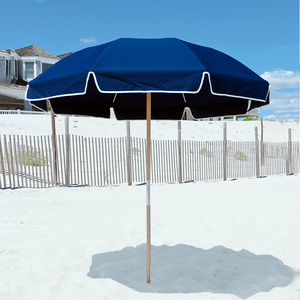 Commercial Heavy Duty UV Protection Beach Umbrellas Customized Large Sun Parasols Umbrellas with wooden pole windproof sun shade